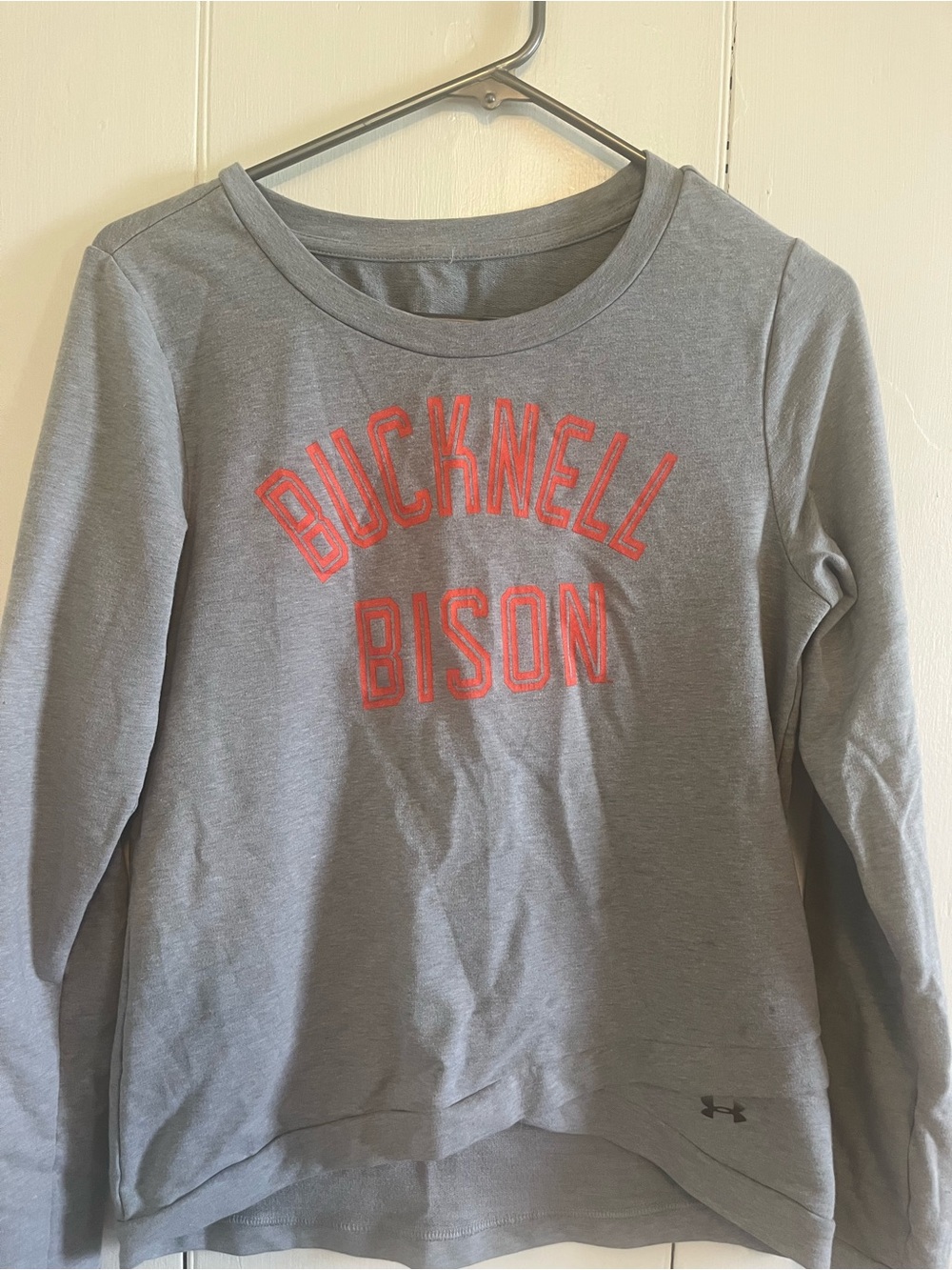 Under Armour Gray Sweatshirt with Orange Bucknell Bison Lettering